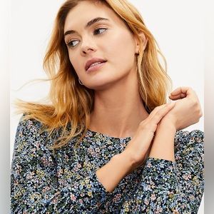 Loft Floral Banded Top with Shoulder Details Size Small